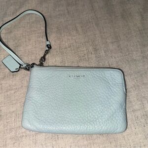 Coach Sky Blue Leather Wristlet